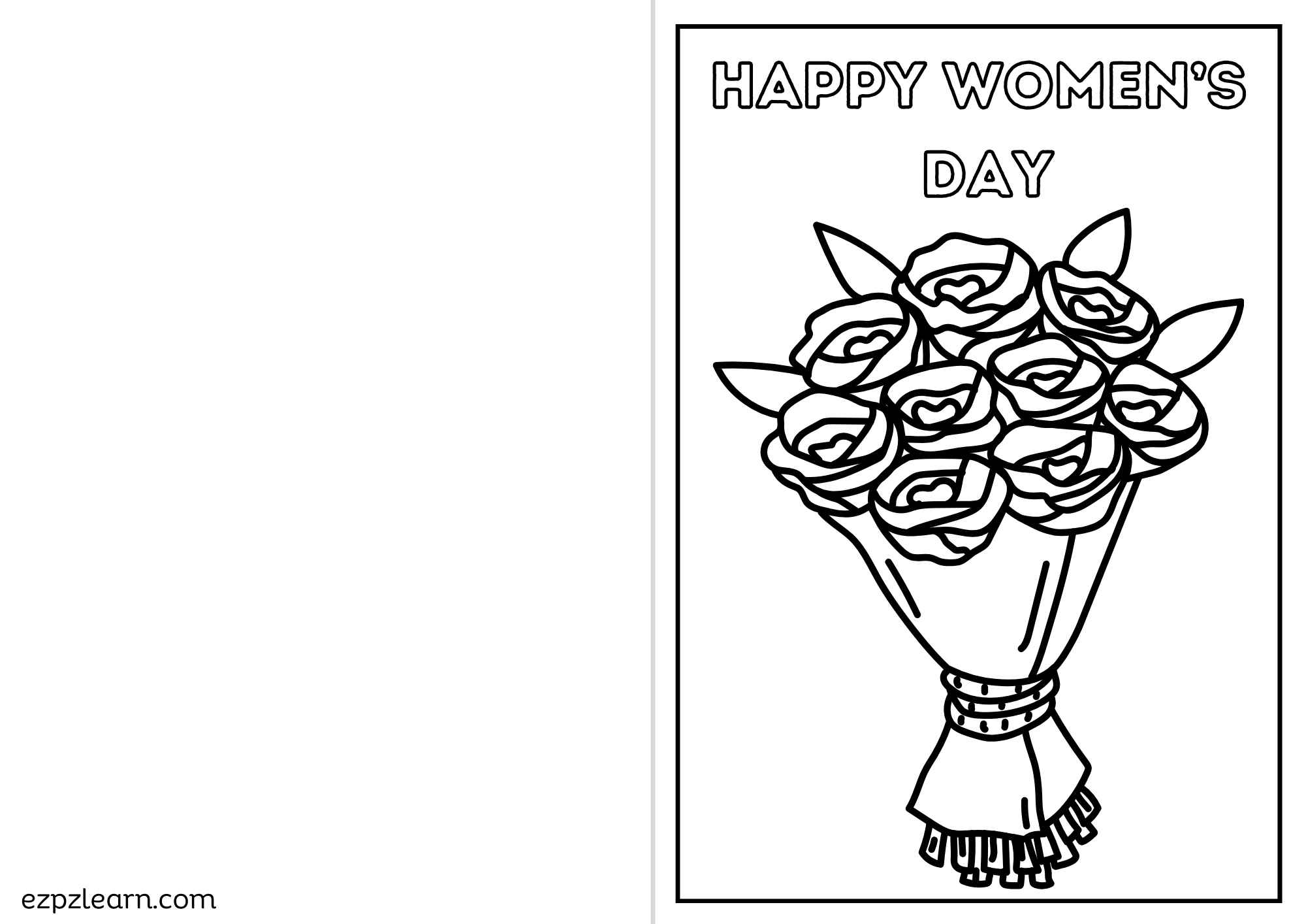 International Women's Day Coloring Roses Card pdf